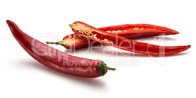 Fresh sliced chilli pepper isolated on white