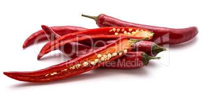 Fresh sliced chilli pepper isolated on white