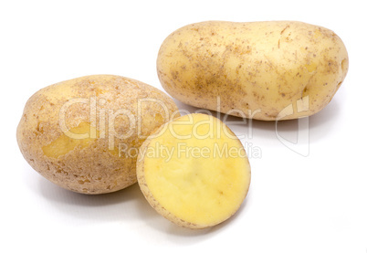 Fresh raw potatoes isolated on white