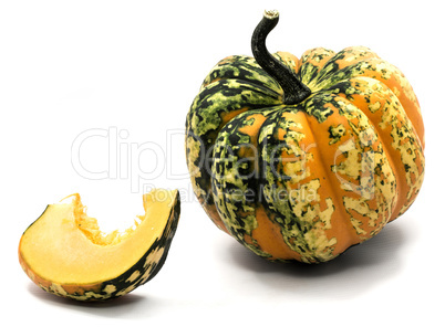 Green pumpkin isolated on white