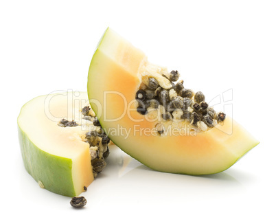 Fresh raw papaya isolated on white