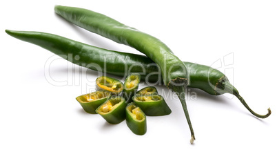 Fresh sliced chilli pepper isolated on white