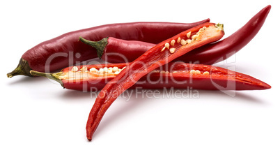 Fresh sliced chilli pepper isolated on white