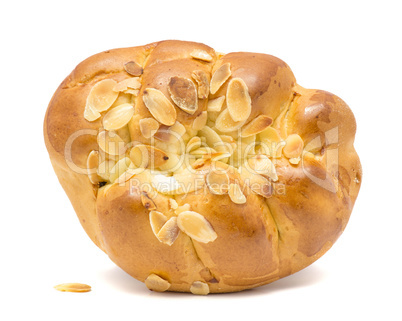 Braided bread loaf isolated on white