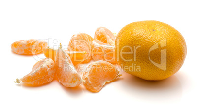 Fresh raw tangerine isolated on white