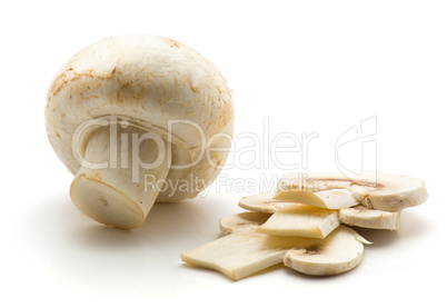 Raw champignons isolated on white