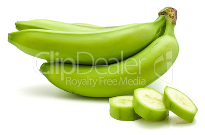 Fresh raw plantain isolated on white