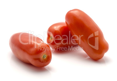 Fresh san marzano tomato isolated on white