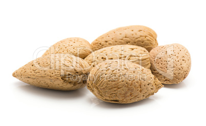 Raw almonds isolated on white