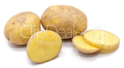 Fresh raw potatoes isolated on white