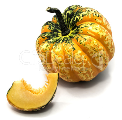 Green pumpkin isolated on white