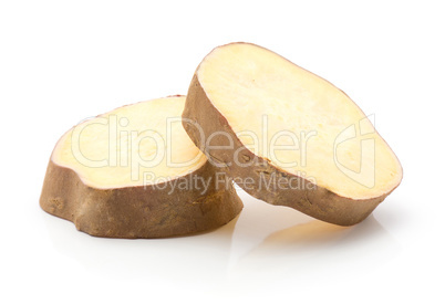 Fresh raw sweet potato isolated on white