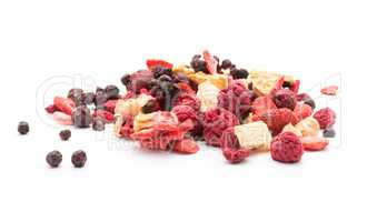 Freeze dried berries isolated on white