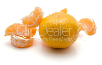 Fresh raw tangerine isolated on white