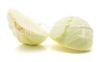 Raw white cabbage isolated on white