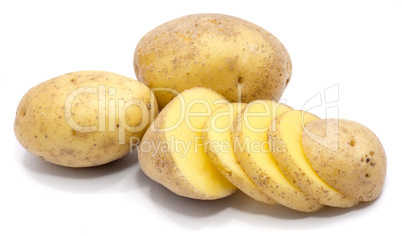 Fresh raw potatoes isolated on white