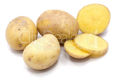 Fresh raw potatoes isolated on white