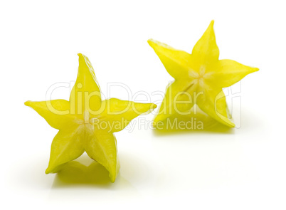 Fresh carambola isolated on white