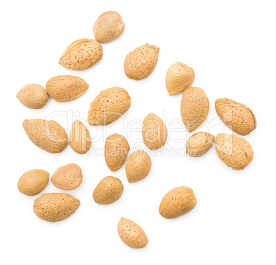 Raw almonds isolated on white