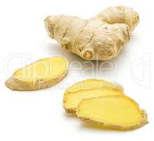 Fresh ginger root isolated on white