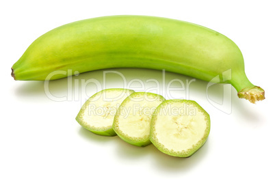 Fresh raw plantain isolated on white