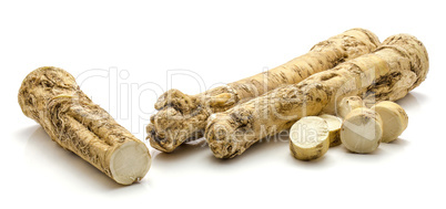 Fresh horseradish isolated on white