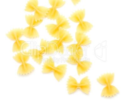 Raw fresh farfalle isolated on white