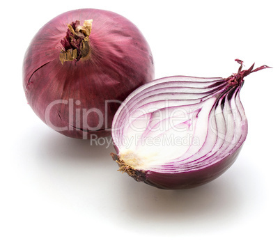 Fresh red onion isolated on white