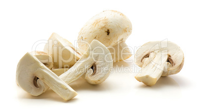 Raw champignons isolated on white