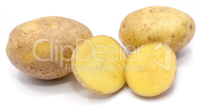 Fresh raw potatoes isolated on white