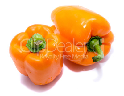 Fresh orange paprika isolated on white