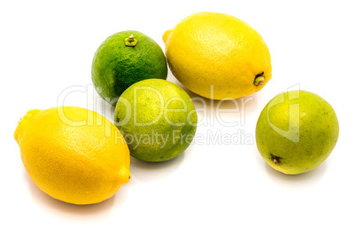 Fresh mixed citrus isolated on white