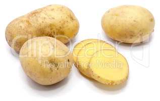Fresh raw potatoes isolated on white