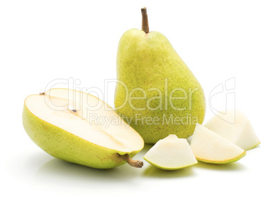 Green pear isolated on white