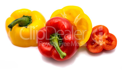 Fresh mixed paprika isolated on white