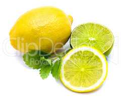 Fresh mixed citrus isolated on white