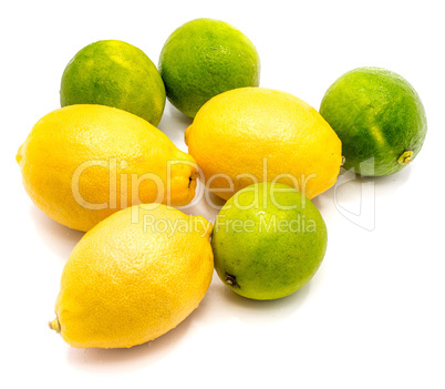 Fresh mixed citrus isolated on white