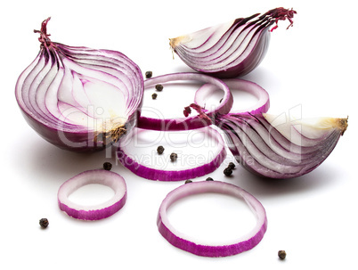 Fresh red onion isolated on white