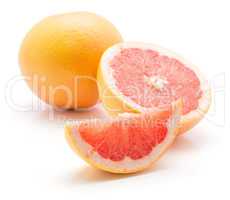 Red grapefruit isolated on white