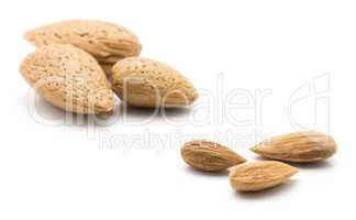 Raw almonds isolated on white