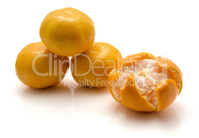 Fresh raw tangerine isolated on white