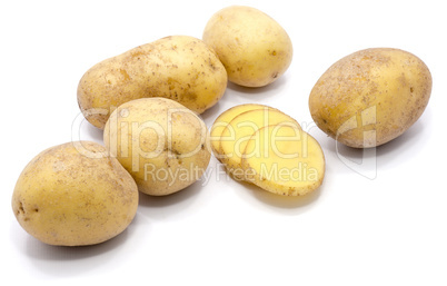 Fresh raw potatoes isolated on white