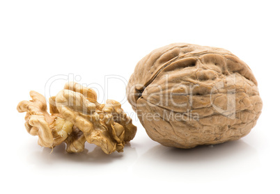 Raw walnut isolated on white