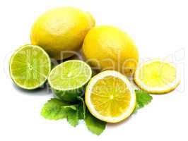 Fresh mixed citrus isolated on white