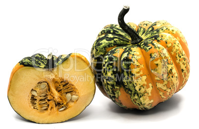 Green pumpkin isolated on white