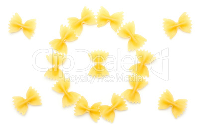 Raw fresh farfalle isolated on white