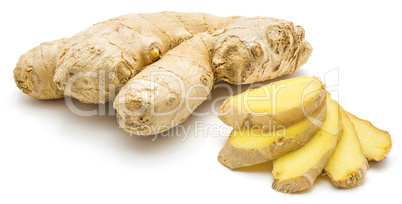 Fresh ginger root isolated on white