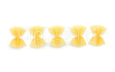 Raw fresh farfalle isolated on white