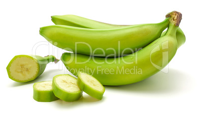 Fresh raw plantain isolated on white