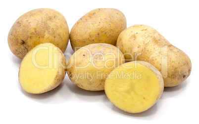 Fresh raw potatoes isolated on white